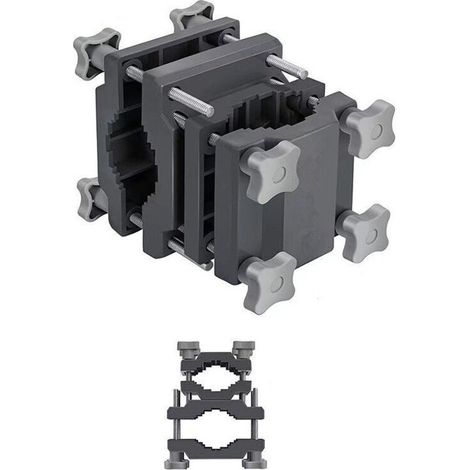 1 support porte-parasol universel, pivotant anthracite pour balcons, compatible parasols ronds/carrés, fixation sur rampe modulable (1/4)