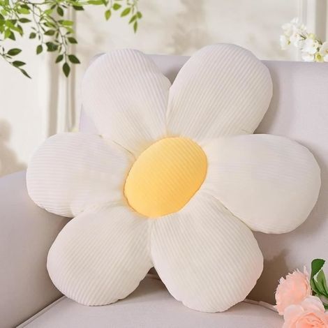 Coussin Fleur Blanc,Coussin de Sol Esthétique pour Chambre,Coussin Décoratif Pâquerette,Décoration Preppy, Coussin de Canapé, 40cm (1/4)