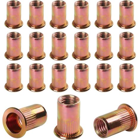 100 Pièces M5 écrous à Sertir, Ronds Aveugles Insers Fileté Riveteuse, Écrou Insert Riveter Manchon en Acier Au Carbone Galvanisé, Écrous à Rivets Flat Head Threaded Rivet Nuts (1/5)