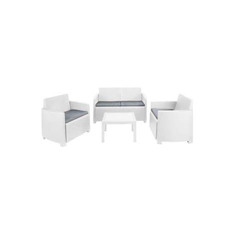 SALOTTINO 4 PEZZI IN PE RATTAN ARENA BIANCO 4 POSTI  peso totale kg.43