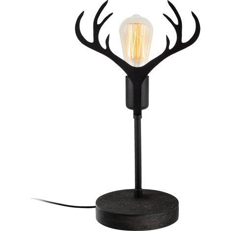 [GEBRAUCHT] B-Ware Opviq Tischleuchte Gmn 000011 Lampe Schwarz Hirschgeweih Deko E27