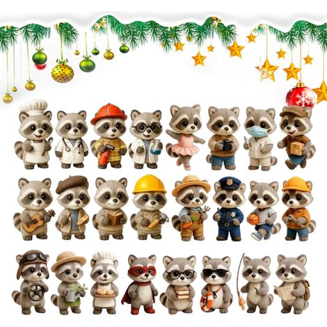 Calendrier de l'Avent de Noël 2025 Ornement En Acrylique Plat 2D À Thème Ornement Raton Laveur Pour Sapin Calendrier De Compte À Rebours 2025 Pour Femmes, Hommes, Garçons, Filles, Jeunes (1/5)
