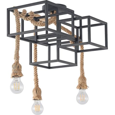 Lucande Lámpara de techo 'Andrik' en Negro Metal
