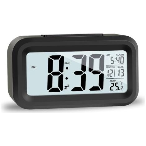 LCD Horloge Digitale Réveil, Réveil De Voyage avec Température Date Snooze, Horloge Numérique sans Tic-Tac pour Chambre Bureau de la Famille (1/5)