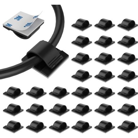 50 unidades, clips autoadhesivos para cables, organizadores de cables autoadhesivos, coches, Ethernet, organizador autoadhesivo, negro (1/5)