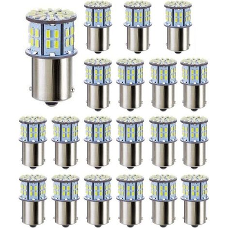 Ampoules LED Blanc 50 SMD 3014 Super 20 Pièces 1156 1141 1003 BA15S pour Camping Car Remorque Bateau (1/4)