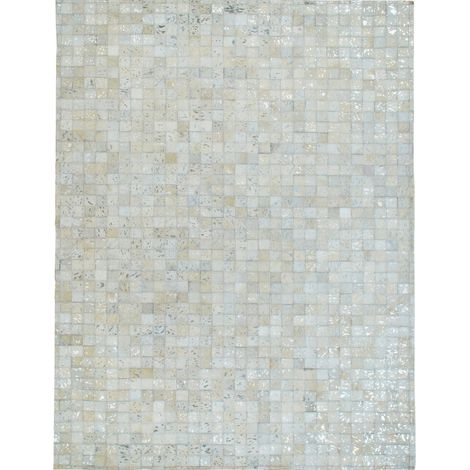 CUIR MOZAIQUE METAL SILVER - Tapis en cuirs recyclés blanc et argenté 120x170 (1/5)
