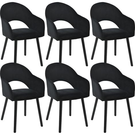 Goeurvant Sillas de comedor cómodas con respaldo en forma de media luna y reposabrazos ergonómicos, La combinación perfecta de soporte y estilo - Juego de 6 - Negro
