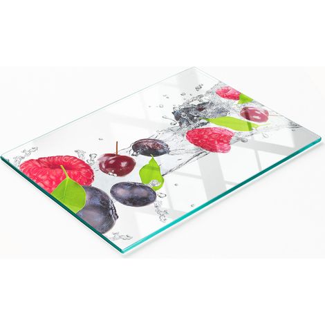 Piatto decorativo multifunzionale da cucina in legno massello con motivo frutta e acqua, 80x52 cm. (1/5)
