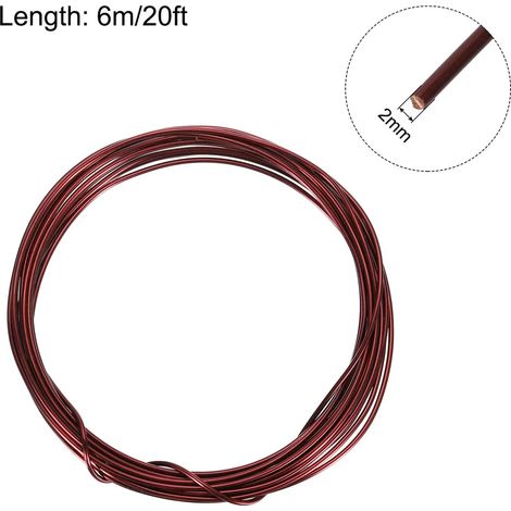 Fil magnétique de 2 mm, fil de cuivre émaillé de 6 m, fil de bobinage magnétique émaillé, bobine de 200 g, 130 °C pour transformateurs et inducteurs (1/4)