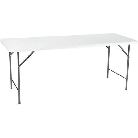 Perel FP183 Mesa Plegable para Acampar, Blanco, MAX. 100Kg