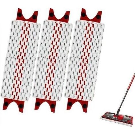 Lot de 3 balais de rechange pour balais à franges Vileda, compatibles avec les balais à franges en microfibre Vileda Ultramax/Easy Wring (rouge 35 x 14 cm) (1/5)