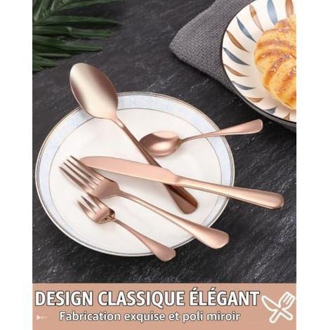 Couverts de Table 12 Personnes, Ménagère 60 Pièces Couverts Dorés (1/4)