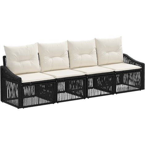 Gartensofa-set 4 pcs Schwarz Poly-Rattan vidaXL