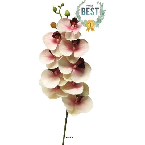 Tige orchidée phalaenopsis Factice 9 fleurons H77cm Pourpre-blanc-BEST - couleur: Pourpre-blanc