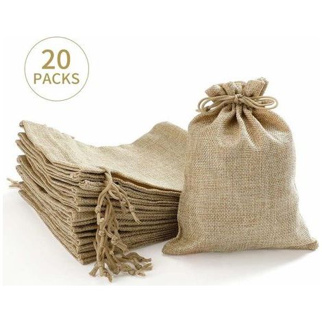 Autres rangements 20 pièces sacs en jute Sacs en jute Sacs 15 x 20 cm pour calendriers de l'Avent, bijoux, cadeaux d'invités et bricolage, sacs en jute, sacs en tissu à remplir - Nol (1/5)