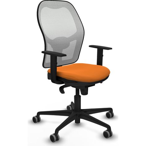 Jorquera sincro malla blanca similpiel naranja brazos 1D base nailon ruedas 65mm engomada (1/5)