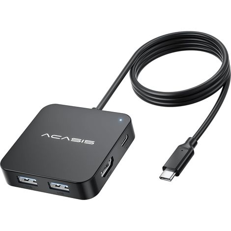 Hub USB C Long câble, Adaptateur multiport Type-C vers HDMI, 4K HDMI,PD 100 W, 2 USB A 3.0, 1 Port USB C 3.0.Station d'accueil pour MacBook Pro/air, Steam Deck, Dell/HP/Lenovo/Surface/Switch (4ft) (1/5)