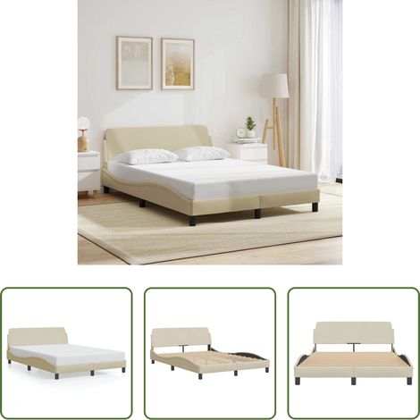 Kopfteil - Bettgestell "Dover" Creme 120x200 cm Stoff (1/5)