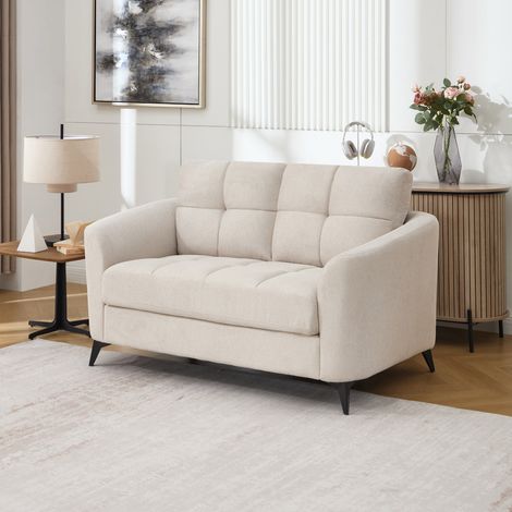 Solna 2 Seater Scandi Style Fabric Living Room Sofa (Beige) (1/5)
