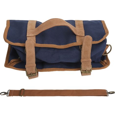 Sacoche de barman portable grande capacité élégante bandoulière réglable, idéale pour le camping et les fêtes (bleue) (1/5)