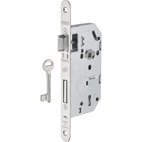 Thirard – Serrure monopoint encastrée Monomax NF à clé – Axe 50mm – Mécanisme 2 tours – Têtière inox – Pour portes intérieures (1/4)