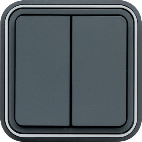 cubyko Double interrupteur va-et-vient encastré à griffes gris IP55 (WNE040G)