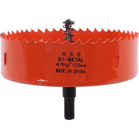 Scie cloche bimétal HSS coupeuse de trous avec foret centrifuge pour bois et plastique 125mm (4-29/32in) (1/5)