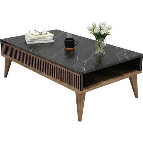 Tavolino da Salotto Canazei, un Vano, Forma Rettangolare, 60x105x34.6h cm Marrone Noce