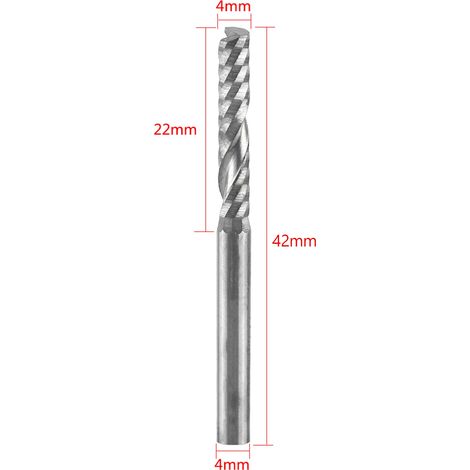 10 pièces/jeu Fraise à une seule flûte de 4 mm, queue de 4, longueur de coupe 22 (1/5)