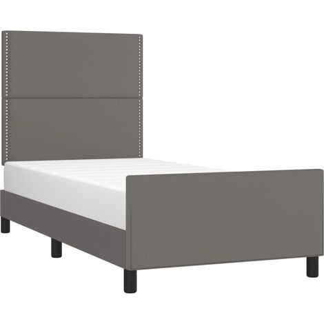 Estructura de cama sin colchón cuero sintético gris 100x200 cm vidaXL (1/5)
