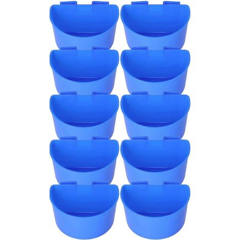 Lot de 10 mangeoires suspendues pour pigeons, en plastique sûr, avec motif demi-cercle, bleu clair. (1/3)