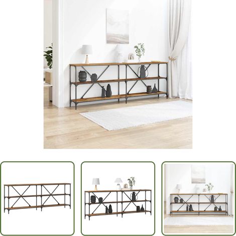 Altholz Tisch -  Konsolentisch mit Regal Altholz 200 x 30 x 75 cm Holzwerkstoff (1/5)