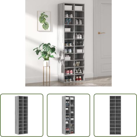 Schuhregal Grau - Schuhregal Grau Sonoma 54x34x183 cm Holzwerkstoff (1/5)