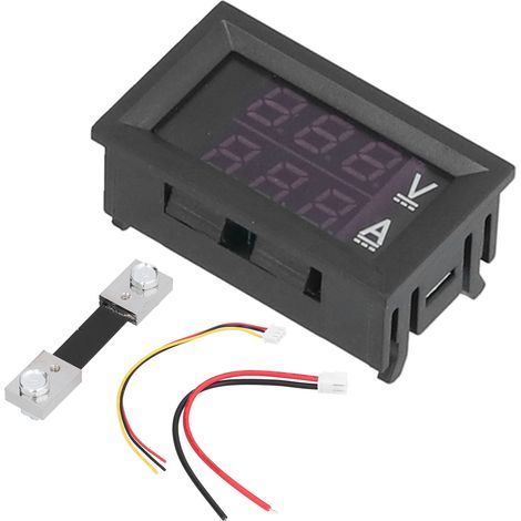 Voltmètre Ampèremètre Numérique LED Rouge Bleu DC 4.5-100V 100A avec Shunt 75mΩ - Indicateur de Tension et Courant (1/5)