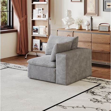 Poltrona modulare singola in tessuto grigio con imbottitura in schiuma OKWISH (1/5)