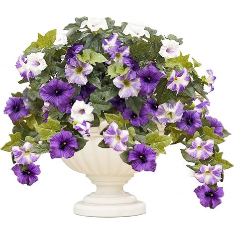 Glycine Artificielle 55cm - 2 Bouquets de Fleurs Suspendues (Violet/Blanc/Dégradé) pour Décoration Intérieur/Extérieur, Balcon Jardin Clôture Maison Mariage Fête (1/5)