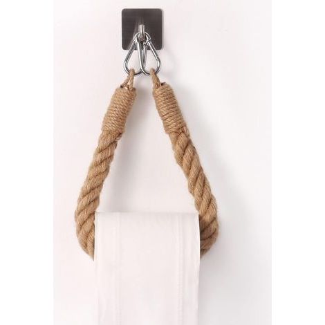 Toilet Paper Holder, OYEFLY Hemp Rope Towel Holder for Bathroom and Kitchen, Bathroom Paper Holder, Toilet Towel Roll Holder (Silver) (1/5)