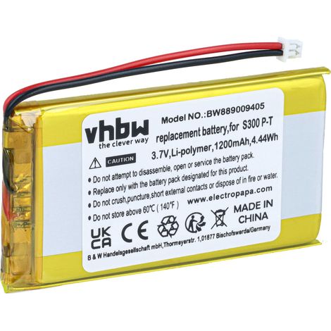 vhbw Battery compatible with Elicom S 300 PM-Z, S 300 P-T, S 300 PM for S 300 M, S 300 P, S 200, S 300 F Weighing Scales (1.2 Ah, 3.7 V, Li-polymer) (1/5)