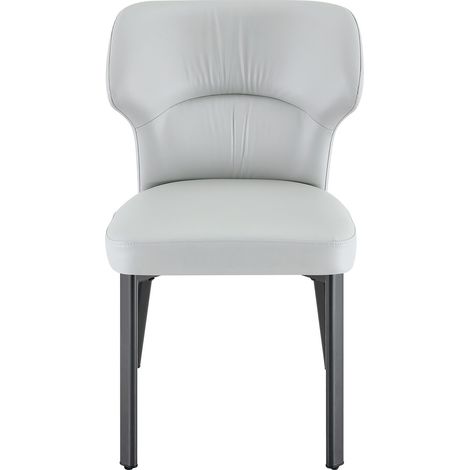 Set de 2 sillas de comedor tapizadas en polipiel PU gris con metal negro MODENUIT (1/5)