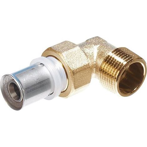 Raccord a sertir p. multicouche Raccord a vis coude filetage male, 20x2 - 3/4'', contour TH (1/4)