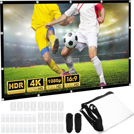 Écran de projection 16:9 HD extensible et pliable pour home cinéma, bureau, école, présentation, utilisation intérieure et extérieure, écran de projection portable (sans trépied, 120") (1/5)