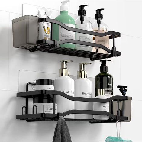 Ensemble de 2 panneaux adhésifs pour cabine de douche, étagère de douche, sans perçage - Parfait (1/3)