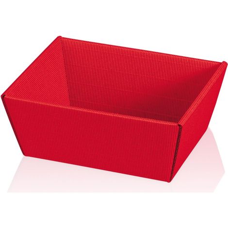 25 x Präsentkorb Geschenkkorb 195x145x100 mm offene Welle Rot (1/2)