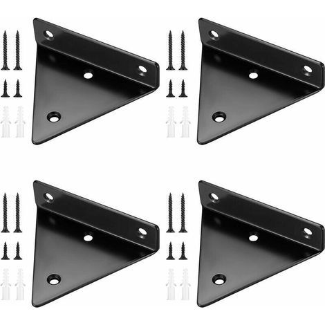 4 Pièces Supports d\'étagère Flottants, Supports à Tablettes Muraux Triangulaires Invisibles, Equerre Etagere Murale Métal pour étagère (1/5)