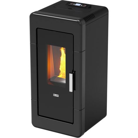 termostufa a pellet canadian stove "idro ceramic 14" nero 13,8 kw