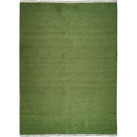 ESSENCE - Tapis en jute et coton avec franges vert foncé 120x170 (1/5)