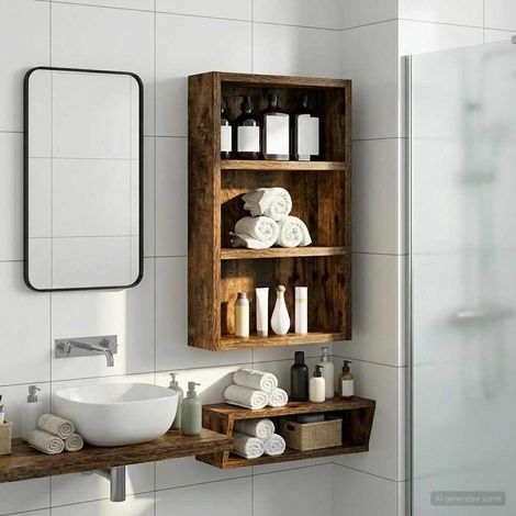 vidaXL Armoire murale de salle de bain Chêne Fumé 30 x 10 x 50 cm