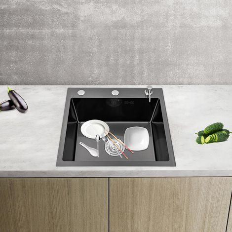 Lavello incasso acciaio inox 45x50cm, lavello cucina, lavabo, lavello con dosatore sapone (1/5)