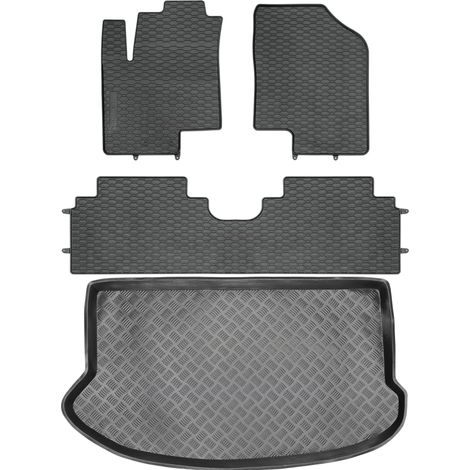 Set di tappetini in gomma per auto e tappetino per bagagliaio per Hyundai ix20 Minivan dal 2010 al 2018.
